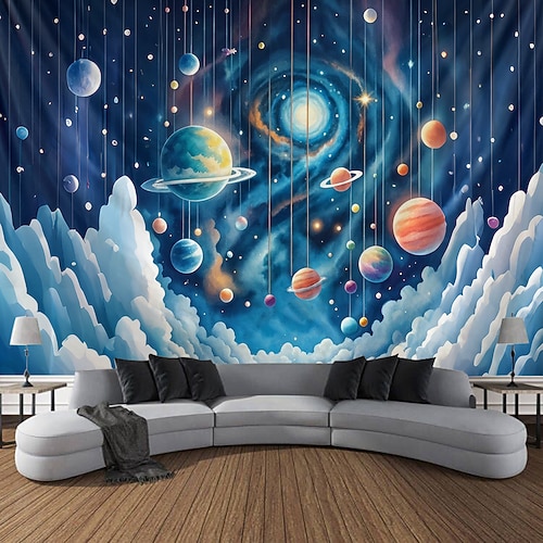 Planet Universum Hängender Wandteppich Wandkunst Großer Wandteppich Wanddekoration Fotohintergrund Decke Vorhang Heim Schlafzimmer Wohnzimmer Dekoration Image