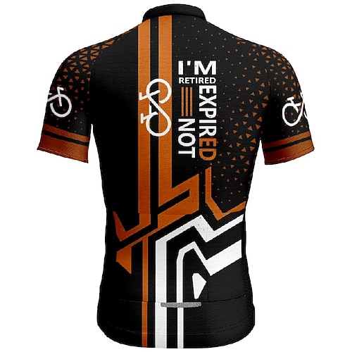 Herren Radtrikot Geometrisch Buchstaben Zahlen Kurzarm Fahhrad T-Shirt Trikot mit 3 Gesäßtaschen Mountainbike MTB Schnelltrocknend Anatomisches Design Feuchtigkeitsableitend Atmungsaktiv Sport Gelb Image