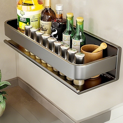 Hängendes Gewürzregal für Badezimmer, 30/40/50 cm, wandmontiertes Gewürzregal, Schrank, Wand-Gewürzregal-Organizer, wasserdicht und rostfrei, Gewürz-Organizer Image