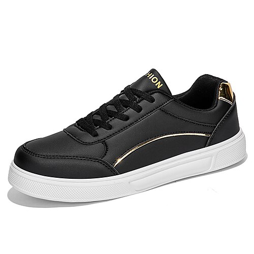 weiße Herren-Sneaker – Kunstledermaterial mit goldenen Akzenten, stilvolles Design für den Alltag und legere Anlässe Image