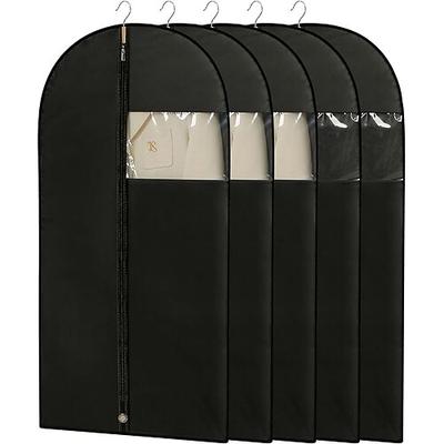 5er-Pack Kleidersäcke zum Aufhängen von Kleidung, Anzugsäcke zur Aufbewahrung im Schrank und für unterwegs, graue Anzugshüllen mit transparentem Fenster für Mäntel, Jacken, Hemden Image