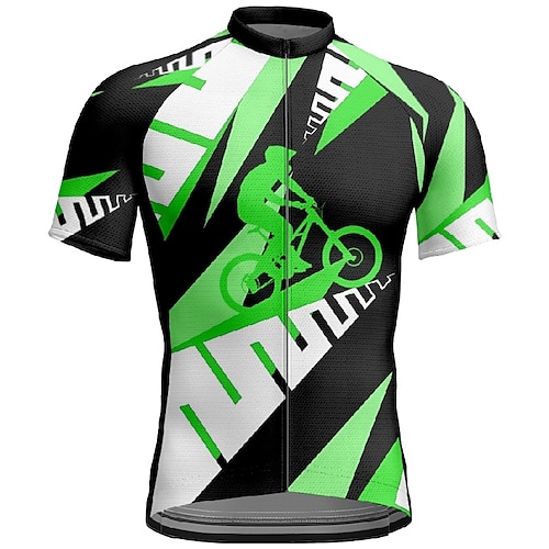 Herren Radtrikot Geometrisch Kurzarm Fahhrad T-Shirt Trikot mit 3 Gesäßtaschen Mountainbike MTB Schnelltrocknend Anatomisches Design Feuchtigkeitsableitend Atmungsaktiv Sport Gelb Rot Blau Bekleidung Image