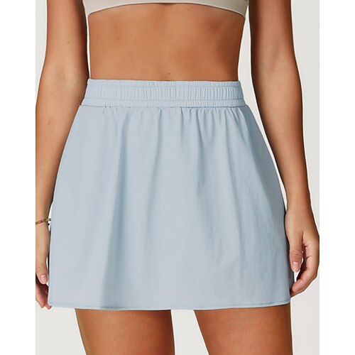 Damen Einfarbig Lässiger Rock Tennisröcke Tennisröcke mit Shorts Plissiert UPF50 Schnelltrocknend Tennis Golfspiel Pickleball Unterteile Schwarz Elfenbein Leicht Grün Tennisbekleidung Image