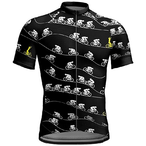 Herren Radtrikot Grafik Farbverlauf Kurzarm Fahhrad T-Shirt Trikot mit 3 Gesäßtaschen Mountainbike MTB Schnelltrocknend Anatomisches Design Feuchtigkeitsableitend Atmungsaktiv Sport Weinrot Schwarz Image