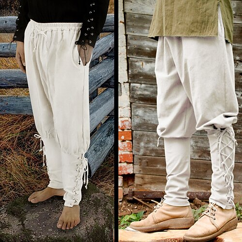 Retro Vintage Mittelalterlich Renaissance Piratenhose Keltischer Ritter Ranger Einfarbig Kostüm Herren Seeräuber Fantasie Halloween Karneval Maskerade Leistung LARP Renaissance-Messe Erwachsene Hose Image