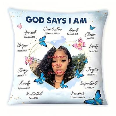 Kissenbezug nach Maß Fügen Sie Ihr Bild hinzu Gottes Erinnerungs-Kissen Personalisierte Geschenk Foto Design Bild Mode Lässiger Kissenbezug Kissenbezug 1 Stück Maßgeschneidert Image