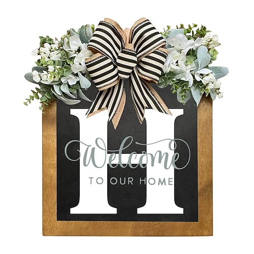 Initialen Nachname ganzjährig Haustürkranz Willkommensschild Girlande personalisiert kreativ 26 Buchstaben Bauernhauskranz für Haustür Frühling alle Jahreszeiten Außenaufhänger Dekor Geschenk Image