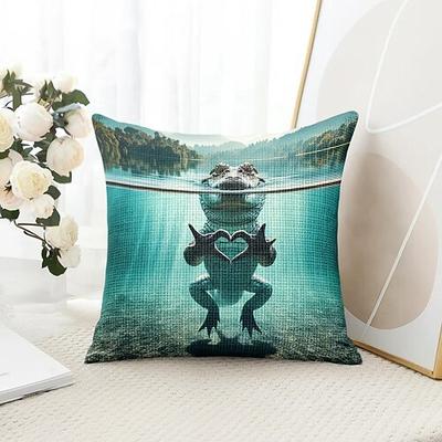 Lustiges Tier Krokodil Dekorative Wurfkissenbezug 1PC Weicher quadratischer Couchkissenbezug Kissenbezug für Schlafzimmer Wohnzimmer Sofa Stuhl Image