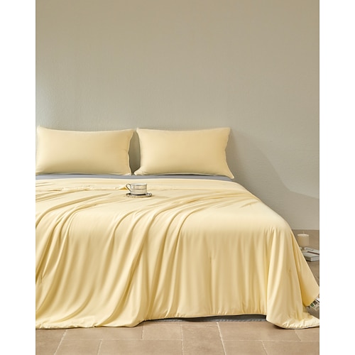 Kühlende organische Seide Sommerdecke maschinenwaschbar ultraweich atmungsaktiv leicht Bettdecke ideal für heiße Schläfer Sommernutzung Image