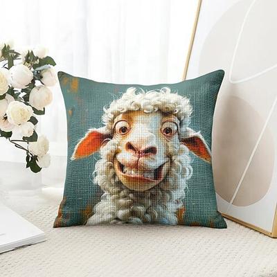 Lustiges Tier Schaf Dekorative Wurfkissenbezug 1PC Weicher quadratischer Couchkissenbezug Kissenbezug für Schlafzimmer Wohnzimmer Sofa Stuhl Image