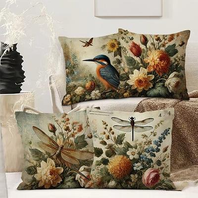 Vintage Pastoral Dekorative Kissenbezüge 4PC Weicher quadratischer Sofakissenbezug Kissenbezug für Schlafzimmer Wohnzimmer Sofa Stuhl Image