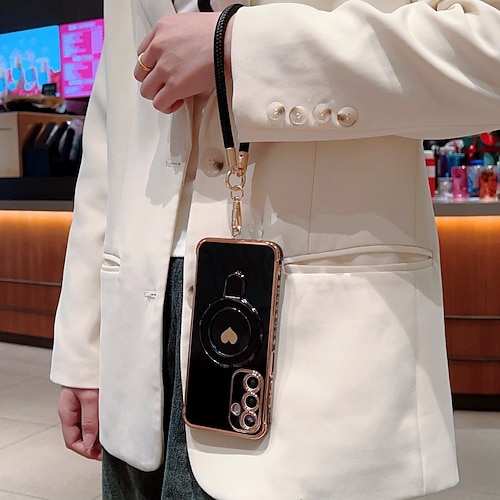 Handy Hülle Handyhüllen Für Samsung Galaxy S21 FE A16 A25 A15 A14 A34 A24 A53 A33 A13 Rückseite Mit Handgelenkschlaufe Stoßfest Retro TPU Beschichtung Image