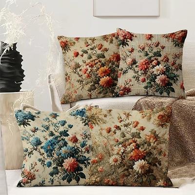 Floral Dekorative Wurfkissenbezüge 4PC Weicher quadratischer Couchkissenschutz für Schlafzimmer Wohnzimmer Sofa Stuhl Image