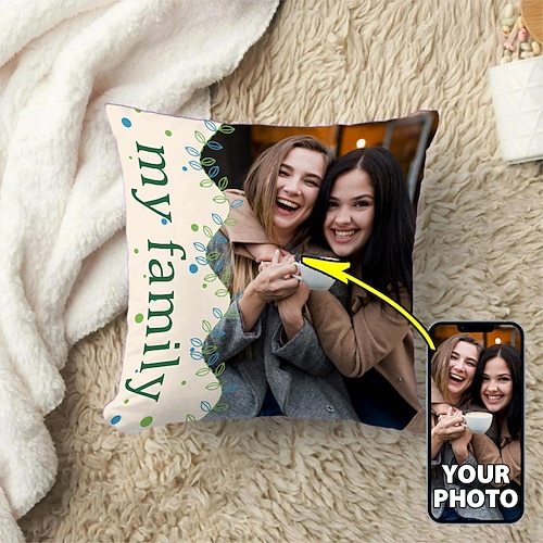 Kissenbezug nach Maß Fügen Sie Ihr Bild hinzu Meine Familie Personalisierte Geschenk Foto Design Bild Mode Lässiger Kissenbezug Kissenbezug 1 Stück Maßgeschneidert Image