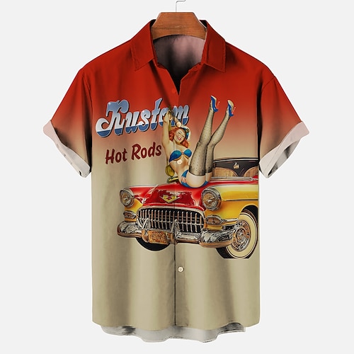 Bluse / Hemd Retro Poster Retro-Mädchen 1950er Retro Vintage Grafik für Herren Erwachsene 3D-Druck für Maskerade Täglich Urlaub Party Image