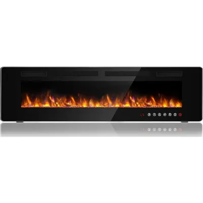 72 inch Ultra-Thin Silence Linear Electric Fireplace, Recessed Wall Mounted Fireplaces, 12