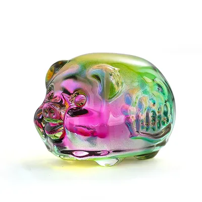 Mini Crystal Pig Figurine Chinese Zodiac Animal Miniatures Statue Paperweight Lucky Glass Pig Collectible Home Decoration Gift
