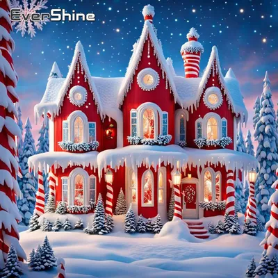 Evershine Diamond Painting Castle Needlework Diamond Mosaic House DIY Embroidery Winter Landscape