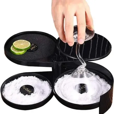 3 Tier Rotating Salt Rimmer Box Mixing Salt Sugar Rim Box Juice Cocktail Seasoning Rimmers Bartender