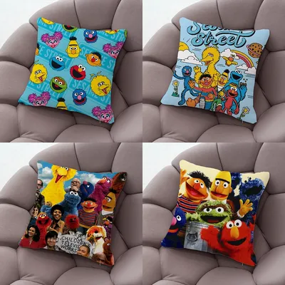 S-Sesame Cartoon S-Street Pillow Case Pillow Case Living Room Sofa Cushion Cover Suitable For Home