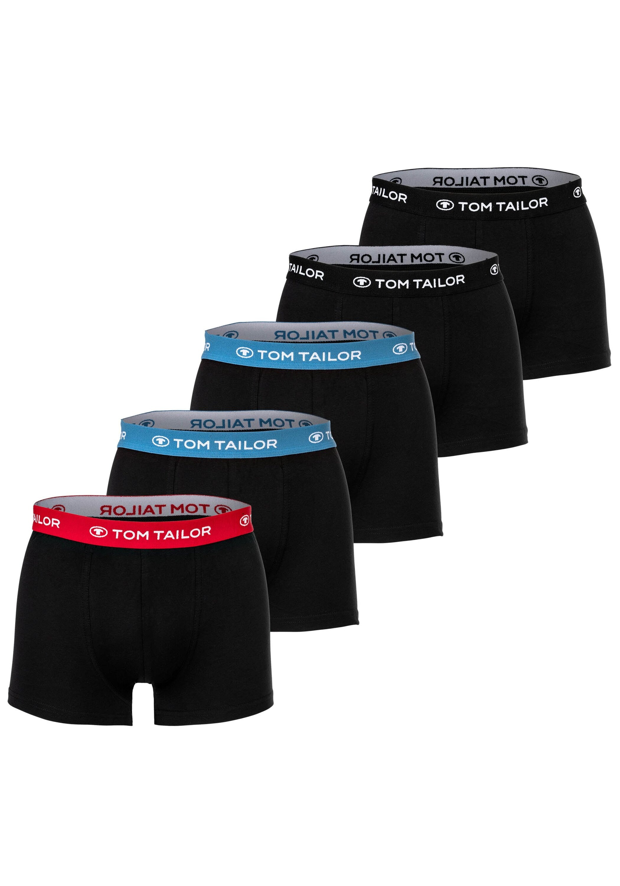 Boxershorts TOM TAILOR "Boxershort 5er Pack", Herren, Gr. XL, schwarz (mehrfarbig), Obermaterial: 95% Baumwolle CO. 5% Elasthan EL., Unterhosen