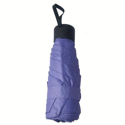 TEMU Compact Folding Umbrella - Waterproof & Uv-protected, , Windproof With Fiberglass Shaft For Travel & Daily Use - In Black, Purple, Yellow, Blue, Green, Red, Compact Umbrella Image