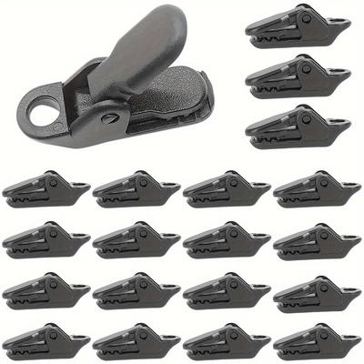 TEMU 20pcs Heavy-duty Black Alligator Clips - Windproof Tarp & Awning Securing Clamps, Pc Material, Ideal For Outdoor Camping, Sunshades & Rv Roofs Image