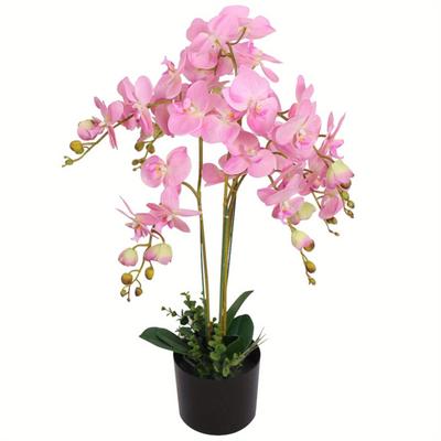 TEMU Gecheer Traditional Style Artificial Orchid With Pot, 75cm Pink, For Christmas, Halloween, Easter, Hanukkah, Thanksgiving Decorative Swags Image