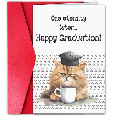 TEMU 1pc Cartoon Animal Graduation Greeting Card, Paper Happy Graduation Card, Celebration Card , Family, , Perfect Gift For High School & College Image