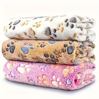 TEMU 3pcs Soft Warm Fleece Pet Blankets For Dogs And Cats, Animal Print Flannel Throw For Small, Medium, And Large Breeds - Machine Washable Image