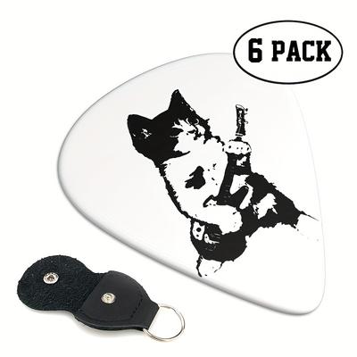 TEMU 6-pack Cat Guitar Picks, Color, Unique Guitar Accessory For Electric And Acoustic Guitars, Perfect Gift For Music Lovers And Cat Enthusiasts, 0.96mm Thickness
