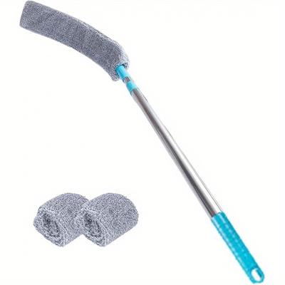 TEMU 3pcs Extendable Crevice Vacuum Cleaner, Ultrafine Mop, Detachable And Washable Duster For Sofa Bed Furniture Bottoms (includes 3 Cloths, 1 Handle) Image