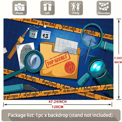 TEMU Party Banner 1pc, Detective Backdrop, Agent Spy Bag Mystery Investigation Background, Holiday Parties, Home Decor & Studio Props Holiday Decorations 90.5x70.8inch Polyester Banner Decoration Image