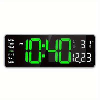 "TEMU 16" Digital Led Desk Alarm Clock Large Lcd Display Wall Clock Temperature Date." Image