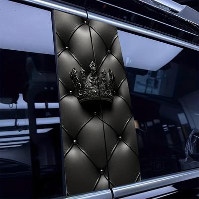 TEMU Pack Of 2 Crown Pattern Car Stickers: Set Of 2 - Waterproof, Scratch Resistant, Suitable For All Models - Auto Accessories And Holiday Decorations For All Vehicles, Suitable For Laptops, Cars Image