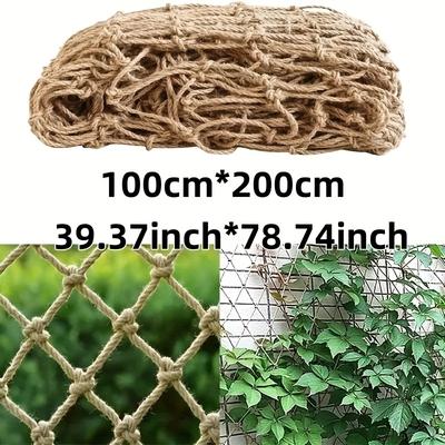 TEMU Vintage Style Coarse Hemp Rope Net, Suitable For Climbing Plants And Beans - No Electricity Required Garden Support Decoration, Linen Mesh Image