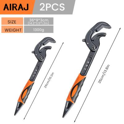 "TEMU Airaj 10"/15" Multifunctional Universal Hydraulic Metal Wrench Kit, Adjustable Quick Wrench, Heavy Duty, Use Without Electricity, Without Battery, For Water Heating Tool, Pipe, Irregular Nut" Image