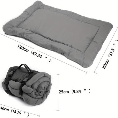 TEMU Geometric Gray Dog Bed - Polyester Pet Mat For Camping, & Crates - Rectangle Shape, Ideal For Small To Large Dogs, Portable Pet Resting | Surface | Material, Outdoor Dog Bed Image