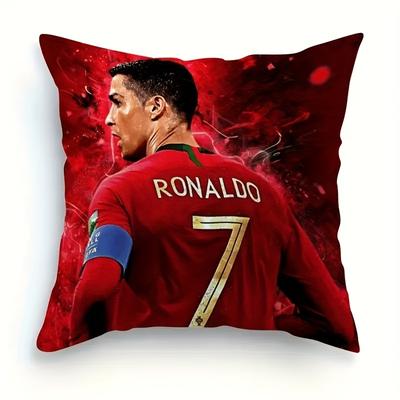 TEMU 1pc #7 Vibrant Soccer Star Decorative Pillow Cover - 17.7x17.7 Inch Soft Plush, Machine Washable With Zipper - Ideal For Bedroom, Living Room & Decor (insert Not Included), Soccer Room Decor Image