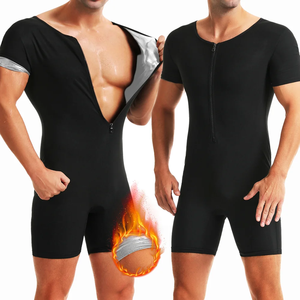 Männer Sauna Anzüge Heißer Schwitzen Overalls Taille Trainer Gewichtsverlust für Fitness Gym Übung Training Tragen Fettverbrennung Bodys Image