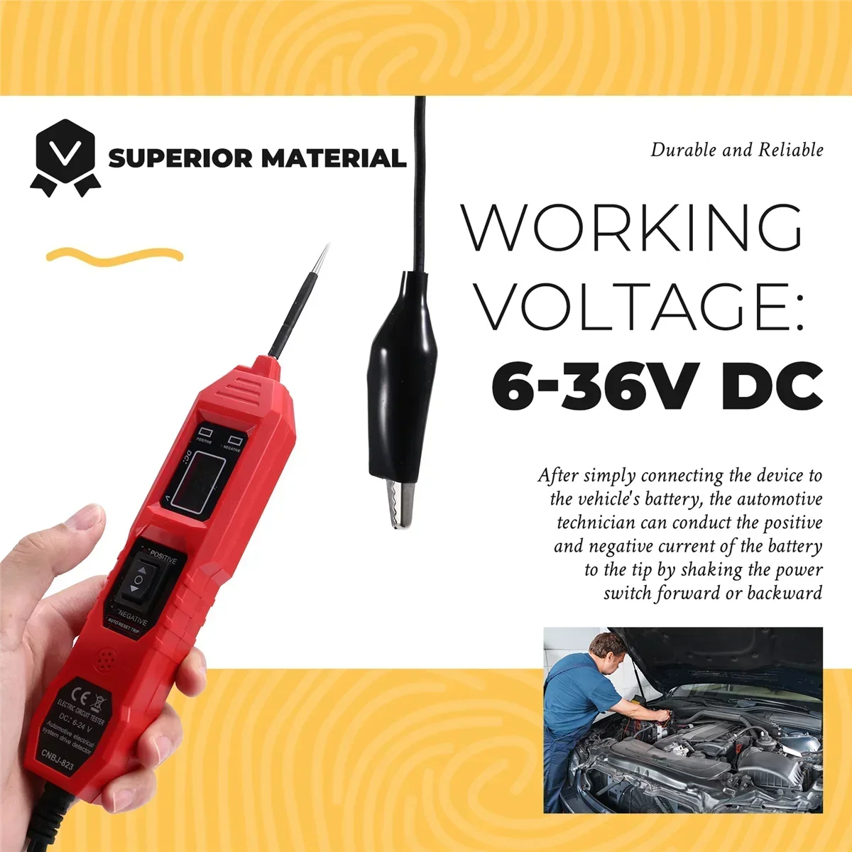 Universal 6V-48V Automotive Elektrische Circuit-Tester Auto Elektrische System Tester Spannung Power Probe Kit LED Digital display Image