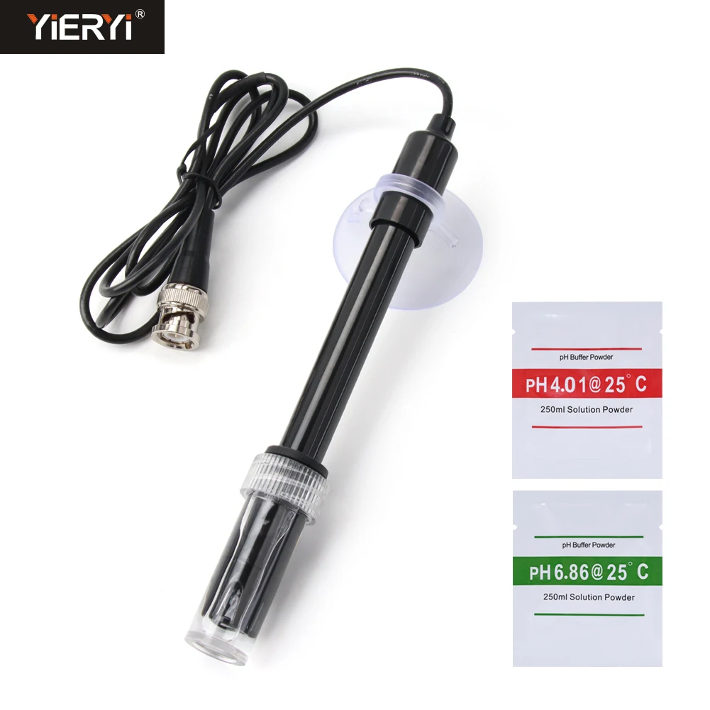 Ersatz-pH-Meter-Elektroden sonden regler BNC-Anschluss sensor mit Puffer pulver 120cm für Aquarien hydro ponik labor Image