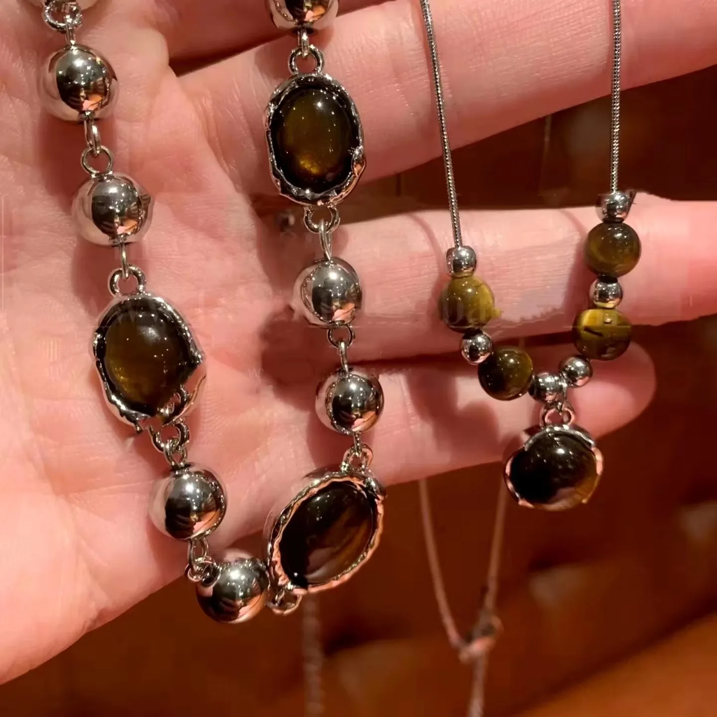 Retro Y2K Braun Opal Anhänger Leder Halsband Halskette Für Männer Frauen Hip Hop Punk Grunge Charme Party Schmuck Zubehör Geschenke