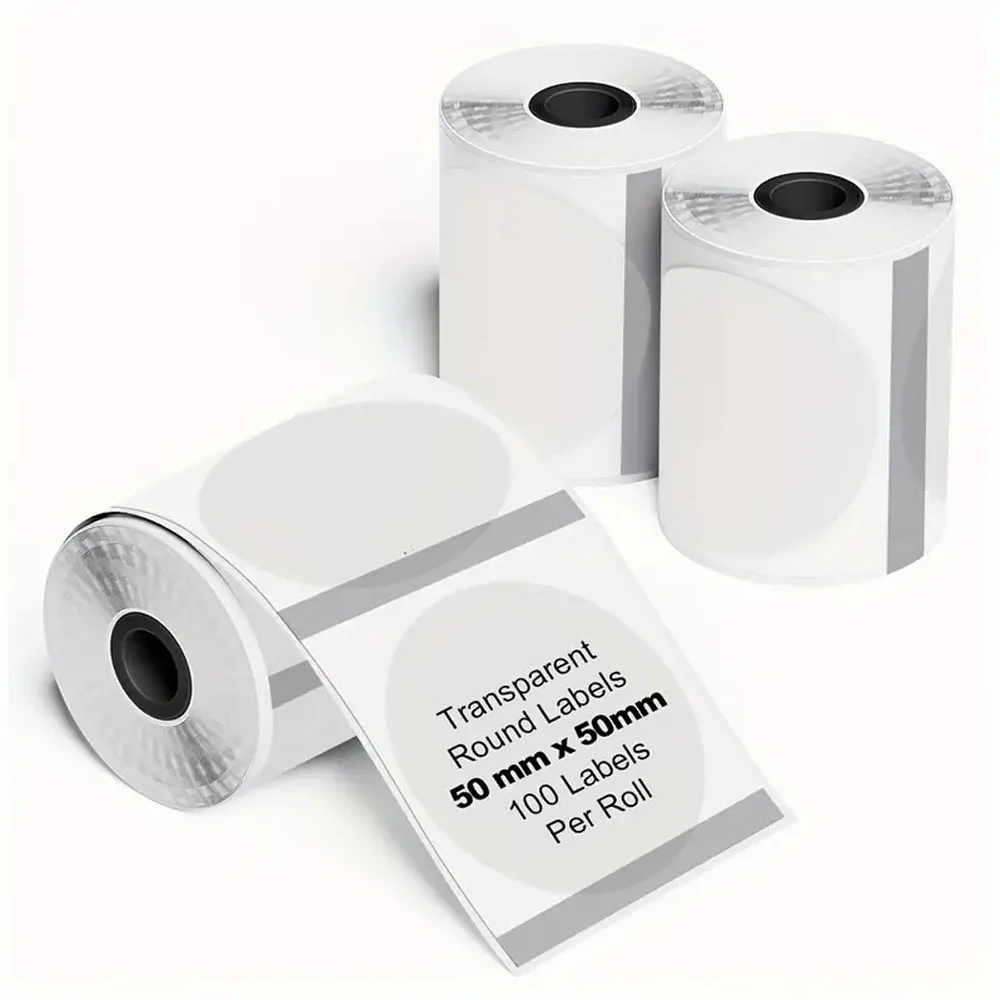 3 Rollen M110 Transparentes kreisförmiges Etikett 30 mm 50 mm für Phomemo M220 M221 M120 DIY Logo Barcode-Tag FÜR E210 P50 DETONG P1 Image
