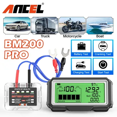 ANCEL LED Batterie Tester für 12V Batterie Monitor Display Batterie Gesundheit SOH SOC Tester Analysator Lade Tester Werkzeuge