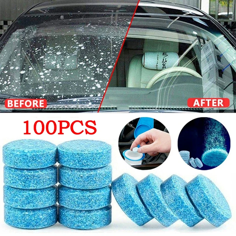 2/100 stücke Auto Windschutzscheibe Reiniger Brause Tablet Fenster Windschutzscheibe Feste Reinigung Auto Glas Wischer Waschen Tabletten Staub Entfernen Image