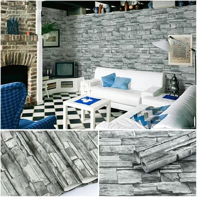 Retro Room Decor PVC Rot Braun Ziegel Muster Selbstklebende Tapete DIY Wasserdichte Wandaufkleber 45 cm Wohnzimmer Dekoration Image
