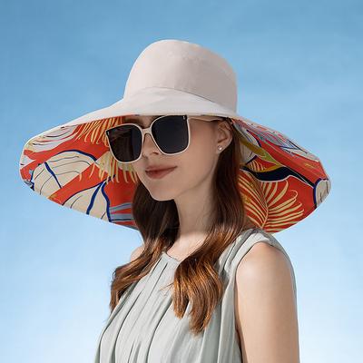 1pc Women's Reversible Wide Brim Sun Hat - Tropical Floral Design, Pink Blue/Green Color Scheme, Breathable Polyester with Windproof Rope, Lightweight Stylish for Beach, Outdoor, and Everyday Fash