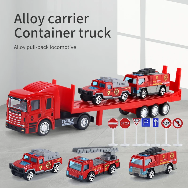 Legierung Anhänger großen Transporter Container LKW Abschlepp kopf flach Trägheit Pull-Back Puzzle Junge Modell Halloween Geschenk Spielzeug auto Image