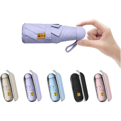 Travel Mini Sun Umbrella for Purse With Case Small Compact UV Sun Protection Sun Lightweight Tiny Pocket Umbrella for Women Kids and Men